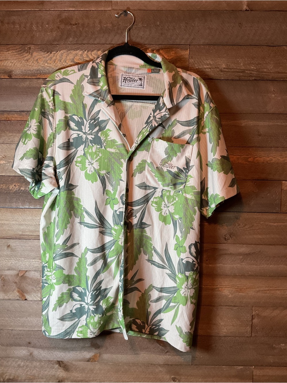 Howler Brothers Palapa Tech Shirt Flagler Floral Off White Pattern Men’s Large